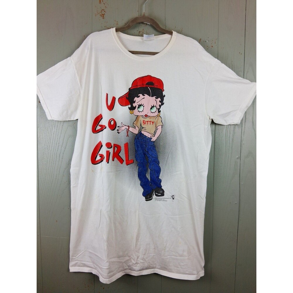 RARE Vintage 1998 Betty Boop Graphic T-Shirt One Size 23X36" Long Sleep Shirt